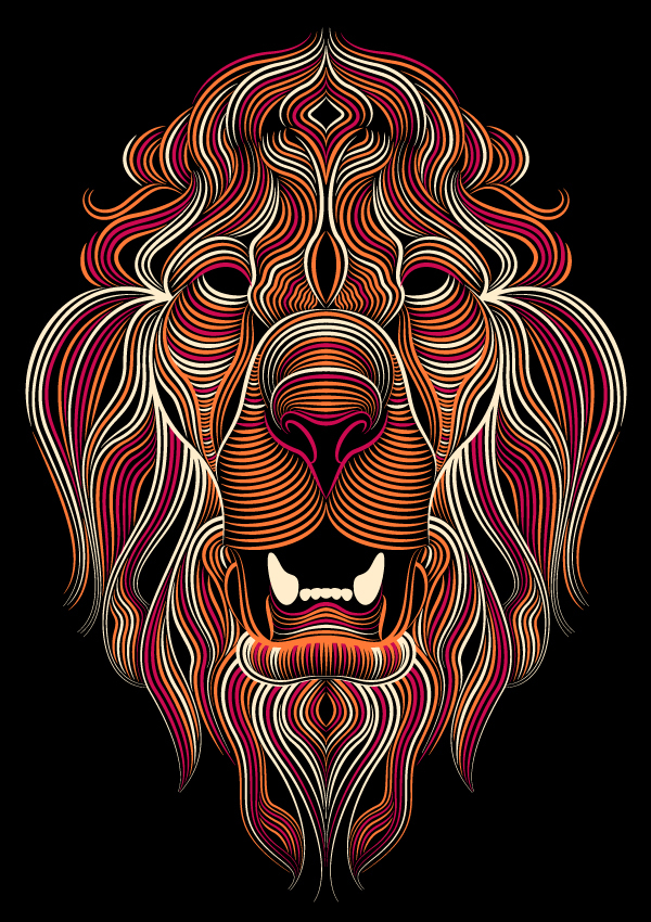 Creative Cloud Illustrator Lion (colored) by Patrick Seymour