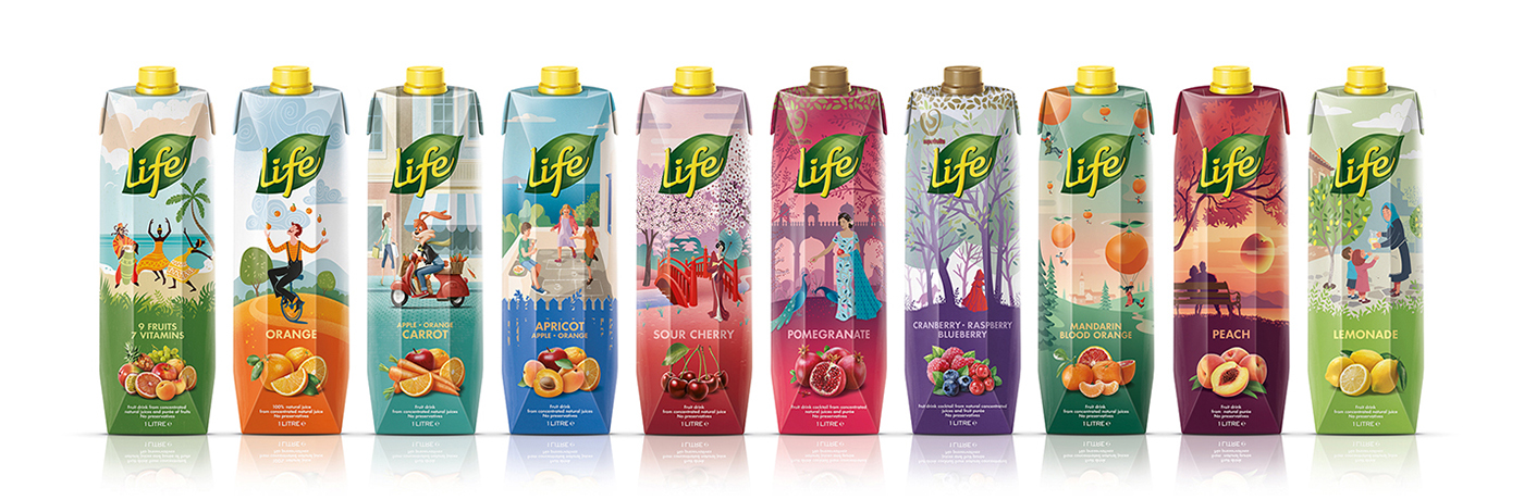 Life Juices - Packaging - Illustrations by George Probonas - 1