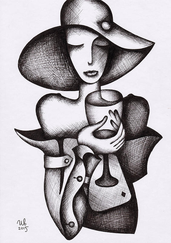 eugene-Ivanov_Ink-drawings-01.00_Woman-with-glass_Lot-2579.00