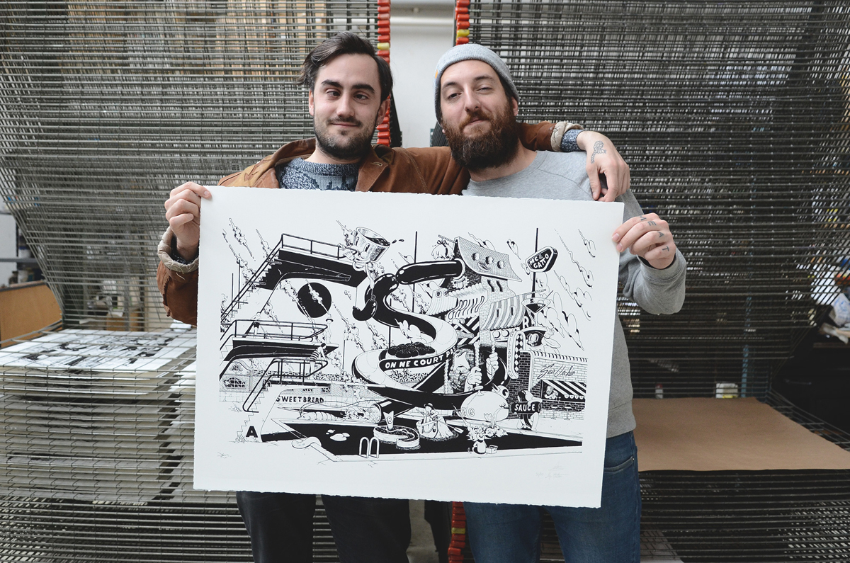 ugo-gattoni-mcbess-sweetbread-lithography-oeuvre-illustration-fine-art-print-collaboration-edition-soldart-55-friend-artists-artwork-collab